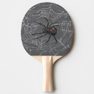 Schwarze Witwe Spiderweb Zeichnend Kunst Tischtennis Schläger