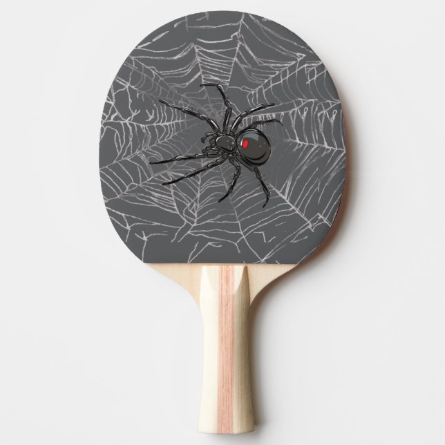 Schwarze Witwe Spiderweb Zeichnend Kunst Tischtennis Schläger (Vorderseite)