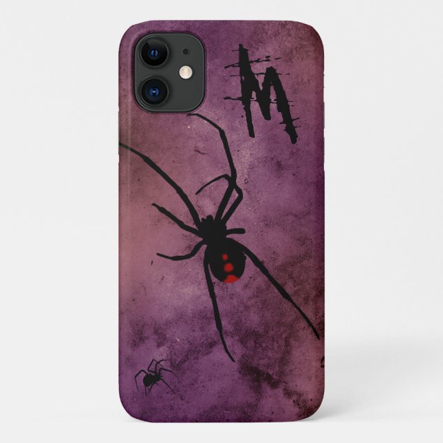 Schwarze Witwe-Spinne Gothic Halloween-Monogramm Case-Mate iPhone Hülle (Rückseite)