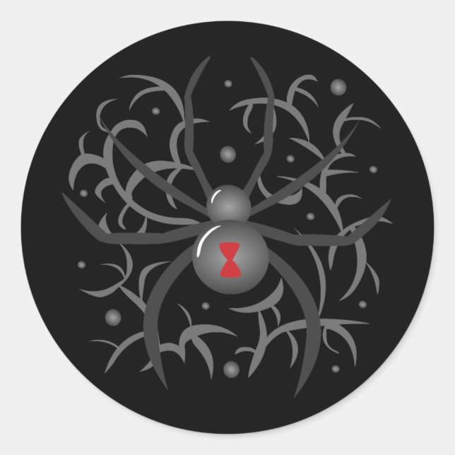 Schwarze Witwe-Spinne Runder Aufkleber (Vorderseite)