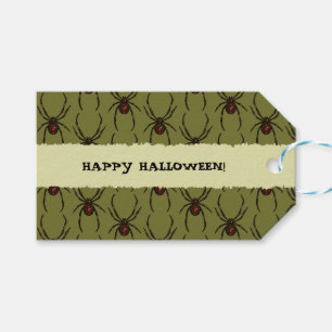 Schwarze Witwenspinne Frohes Halloween Pixel-Muste Geschenkanhänger