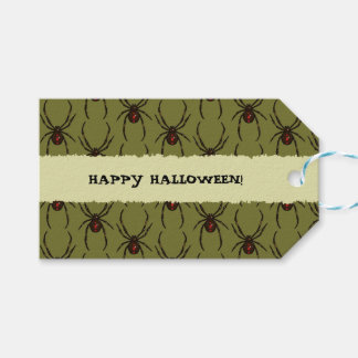 Schwarze Witwenspinne Frohes Halloween Pixel-Muste Geschenkanhänger
