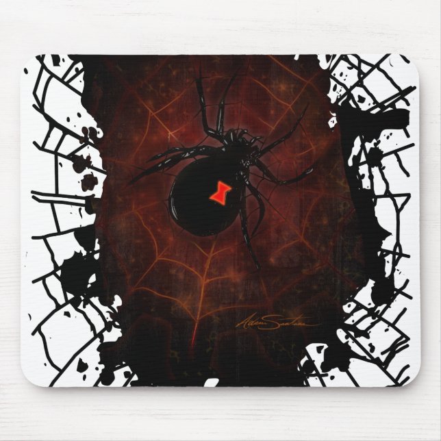 Schwarze Witwenspinne Gothic Farbe Spritzflecken N Mousepad (Vorne)