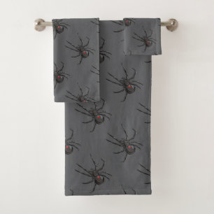 Schwarze Witwenspinne Originalzeichnung Kunst  Badhandtuch Set