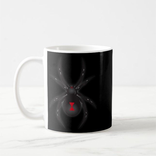Schwarze Witwenspinnen-Shirt Kaffeetasse (Links)