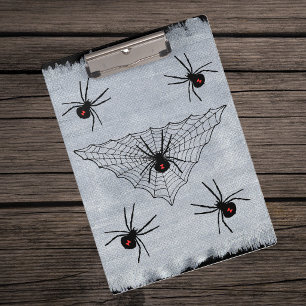 Schwarze Witwenspinnennetz Halloween Gothic Klemmbrett