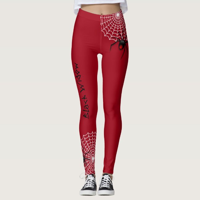 Schwarze Witzspinne  Leggings (Vorderseite)
