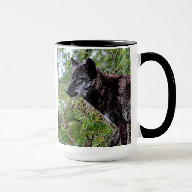 Schwarze Wolf-Tasse Tasse (Rechts)