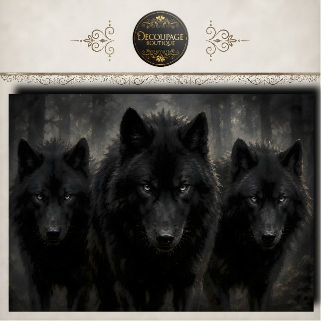 Schwarze Wolfpack-Dekupage Seidenpapier (Black Wolf Pack Decoupage Tissue Paper)