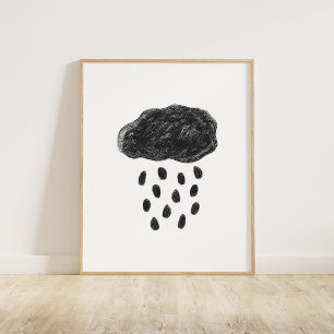 Schwarze Wolke und Regen Poster