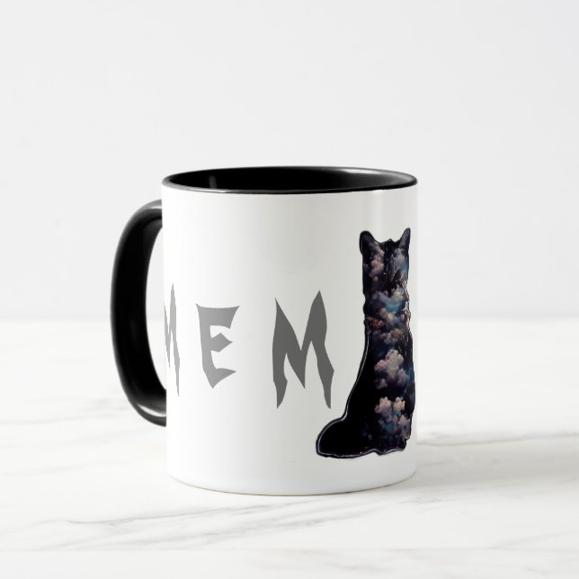 Schwarze Wolkenkatze Tasse (Vorderseite Links)