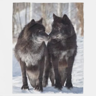 SCHWARZE WOLVEN FLEECEDECKE