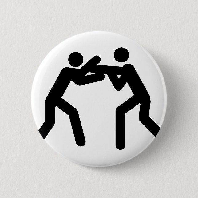 schwarze Wrestlingsportikone Button (Vorderseite)