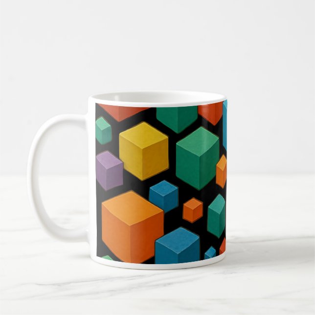 Schwarze Würfel-Tasse Kaffeetasse (Links)