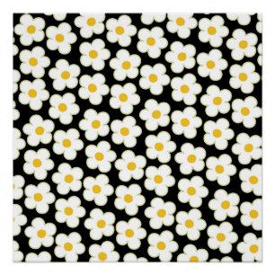 Schwarze Y2K-kühne Wildblumen-Vibrant-Kunst für de Poster