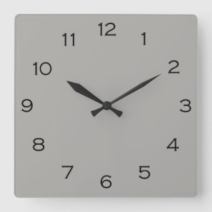 Schwarze Zahlen auf grauem Wccn Quadratische Wanduhr