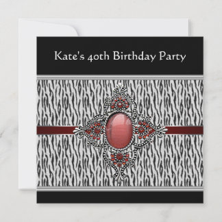 Schwarze Zebra Frauen 40. Geburtstag Party Einladung
