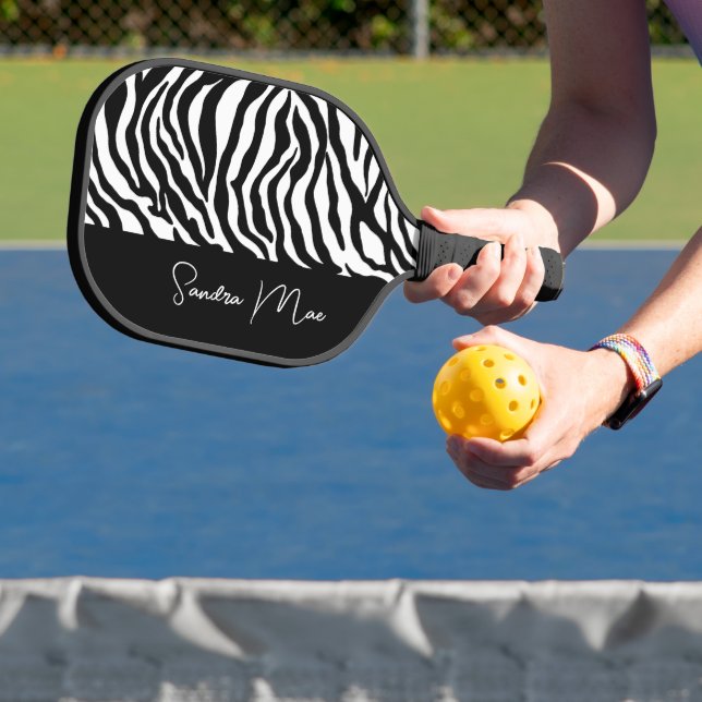 Schwarze Zebra-Streifen Printmuster Pickleball Schläger (InSitu)