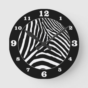 Schwarze Zebrastreifen Pick your own Combo Runde Wanduhr