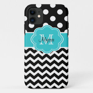 Schwarze Zickzack Punkt-aquamariner Case-Mate iPhone Hülle