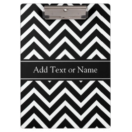Schwarze Zickzack Streifen eckige Linien Personali Klemmbrett