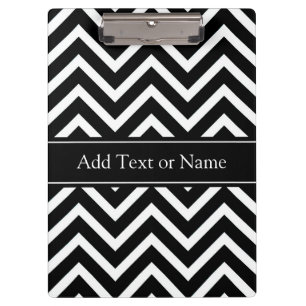 Schwarze Zickzack Streifen eckige Linien Personali Klemmbrett