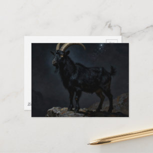 Schwarze Ziege bei Nacht Postkarte