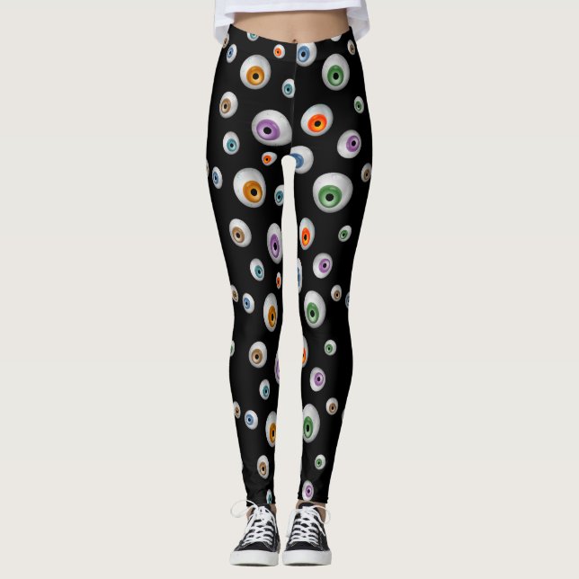 Schwarze Zombie Bloodshot Farbige Halloween-Augen Leggings (Vorderseite)