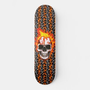 Schwarze zufällige Totenköpfe orange Streifen Flam Skateboard
