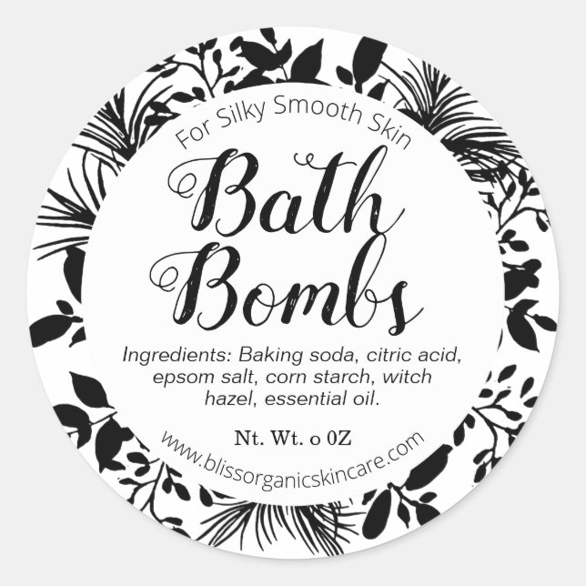 Schwarze Zweige auf der weißen, fantasievollen Bom Runder Aufkleber (Vorderseite)