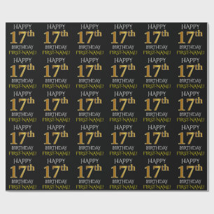 Schwärzen Sie, Imitat-Gold "GLÜCKLICHER 17. Geschenkpapier