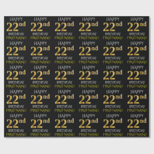 Schwärzen Sie, Imitat-Gold "GLÜCKLICHER 22. Geschenkpapier