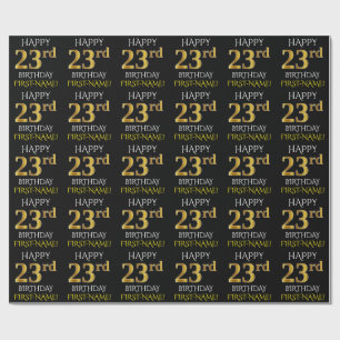 Schwärzen Sie, Imitat-Gold "GLÜCKLICHER 23. Geschenkpapier