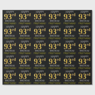 Schwärzen Sie, Imitat-Gold "GLÜCKLICHER 93. Geschenkpapier