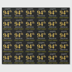 Schwärzen Sie, Imitat-Gold "GLÜCKLICHER 94. Geschenkpapier