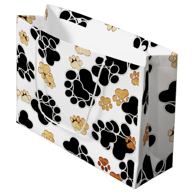 Schwärzen Sie und bräunen Sie Hunde- Große Geschenktüte (Vorderseite Schrägansicht)