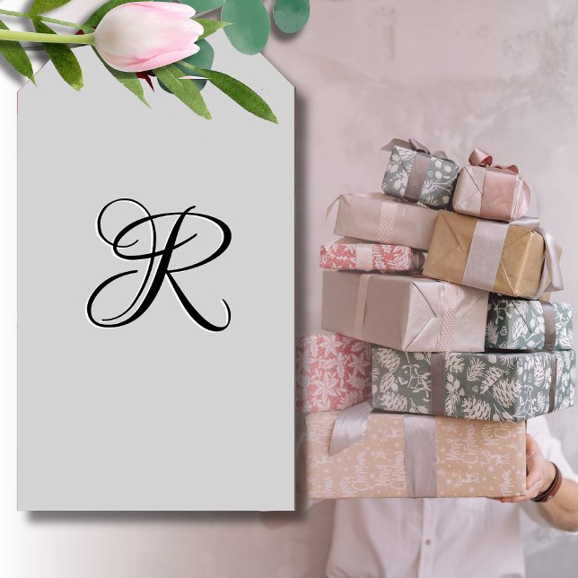 Schwarzer 3D-Kalligrafie-Anfangsbuchstabe | Pastel Geschenkanhänger (Von Creator hochgeladen)