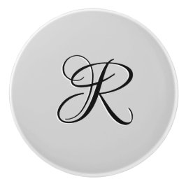 Schwarzer 3D-Kalligrafie-Anfangsbuchstabe | Pastel Keramikknauf