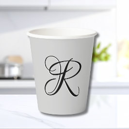 Schwarzer 3D-Kalligrafie-Anfangsbuchstabe | Pastel Pappbecher