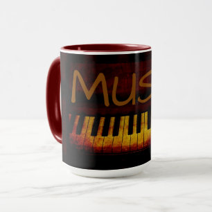 Schwarzer 425ml-Kombi-Musikbecher mit Klavier Tasse