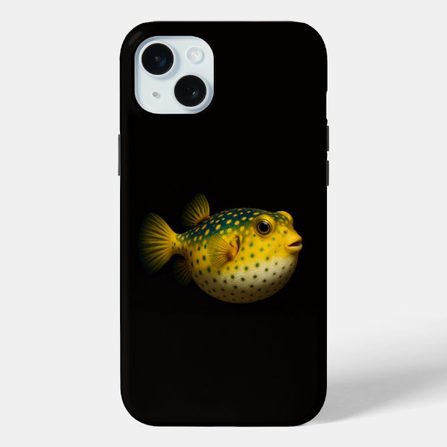Schwarzer 4 Luxe, exotischer gelber Kugelfisch Case-Mate iPhone Hülle (Rückseite)
