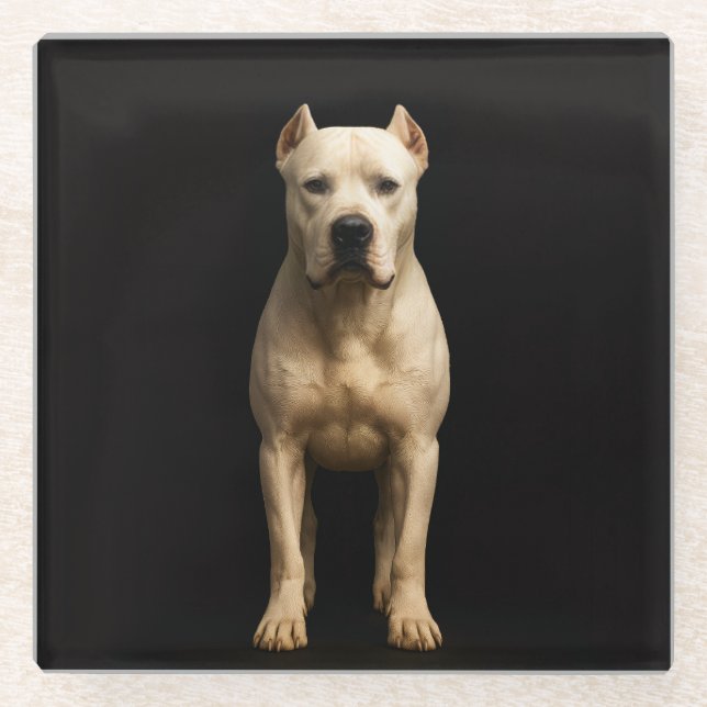 Schwarzer 4 Luxe Glasuntersetzer, Bold Dogo Argent Glasuntersetzer (Vorderseite)