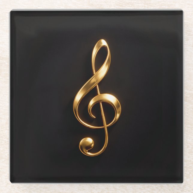 Schwarzer 4 Luxe Glasuntersetzer, Goldener Violins Glasuntersetzer (Vorderseite)