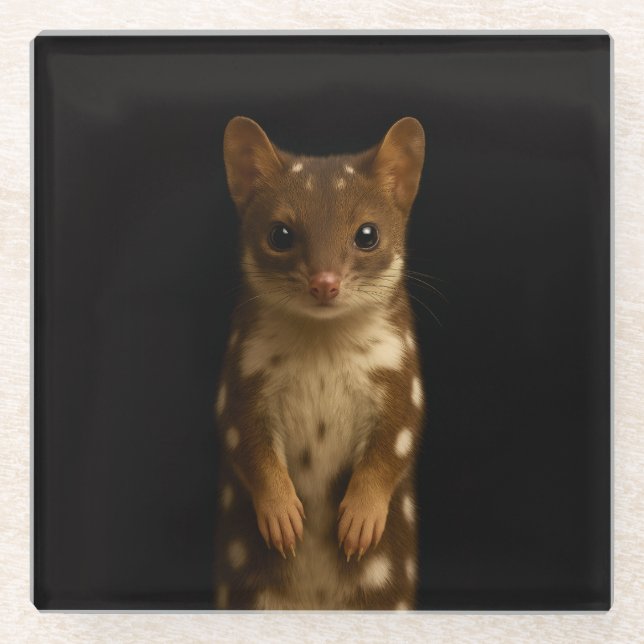 Schwarzer 4 Luxe Glasuntersetzer, Sweet Quoll Glasuntersetzer (Vorderseite)