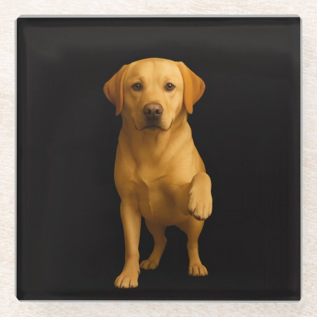 Schwarzer 4 Luxe Glasuntersetzer, Zarter Labrador Glasuntersetzer (Vorderseite)