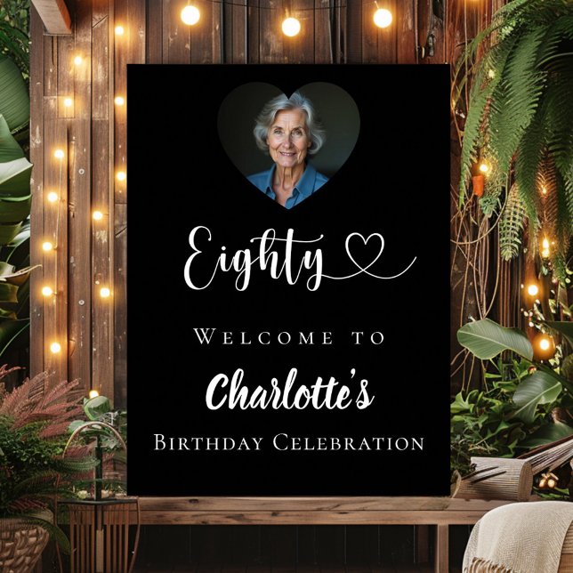 Schwarzer 80. Geburtstag Party Foto Herzlich willk Poster (Von Creator hochgeladen)