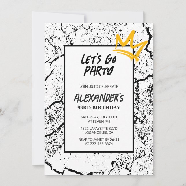 Schwarzer 93. Geburtstag Einladung Männer Hip Hop (Vorderseite)