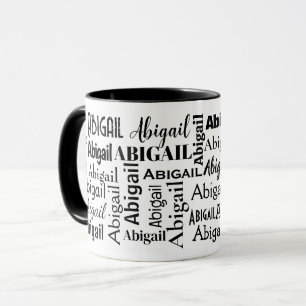 Schwarzer ABIGAIL-Name auf Weiß Tasse