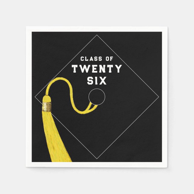 Schwarzer Abschluss 2025 Party Serviette (Vorderseite)