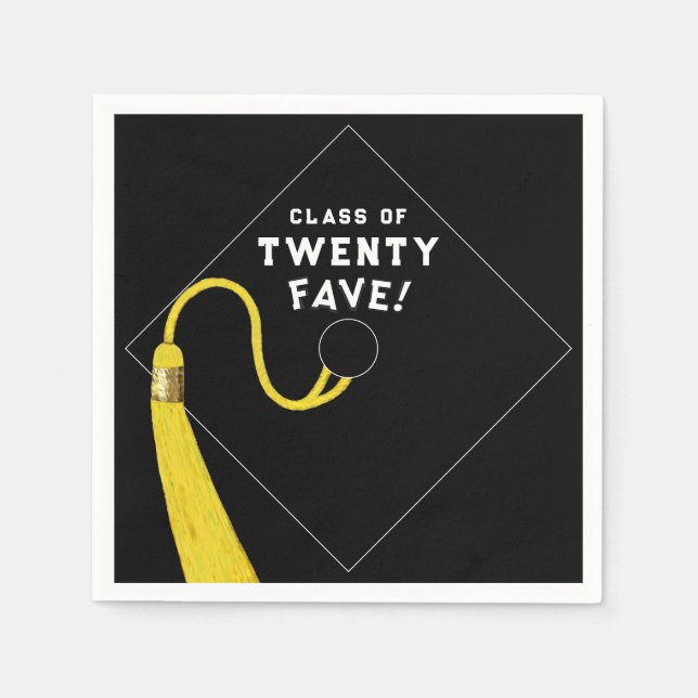 Schwarzer Abschluss 2025 Party Serviette (Vorderseite)